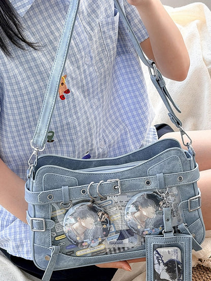 6 Colors Transparent Crossbody Ita Shoulder Bag with Cat Theme - Wudong Shop