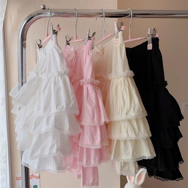Fleece/Cotton Bloomers Lolita White Multi-Layered Ruffled