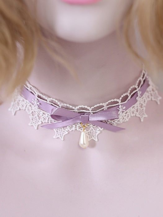 Lace Star Cute Bowknot Colors 12 Choker Lolita