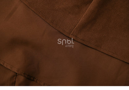 Brown Lace Trim Ankle Length Skirt