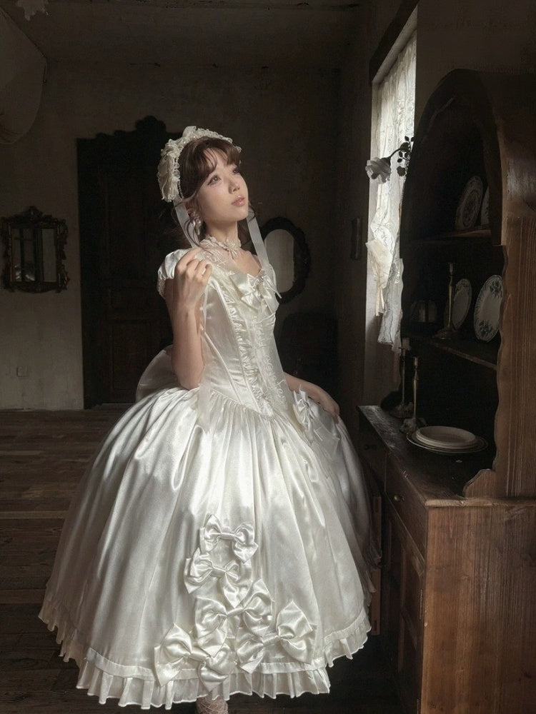Classic White Lace Butterfly Lolita One-Piece - Snow Lolita