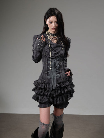 Dark Gray Multi-Layer Ruffle Bloomers - Blazed Field