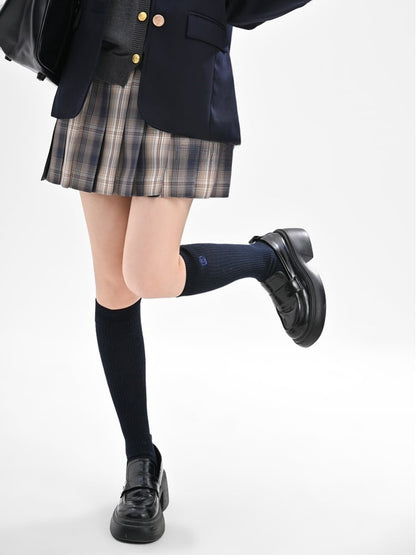 Dusty Purple Plaid Preppy Style 42CM/45CM/48CM/56CM JK Uniform Pleated Skirt