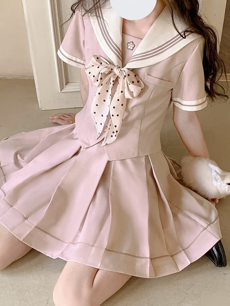 Pink Uniform Skirt JK Pleat Short Box Sweet 45cm