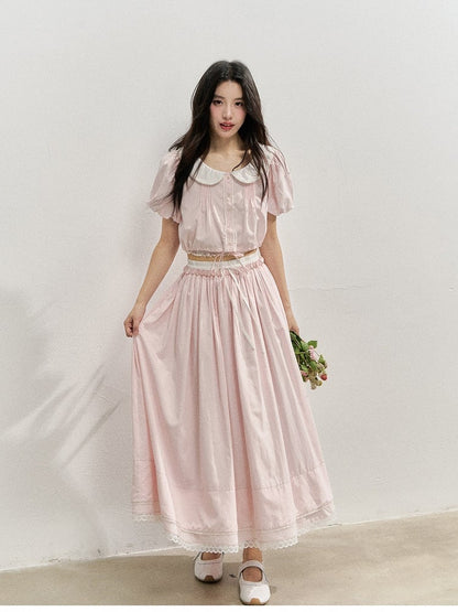 Trim Style Pink with Lace Skirt Kawaii