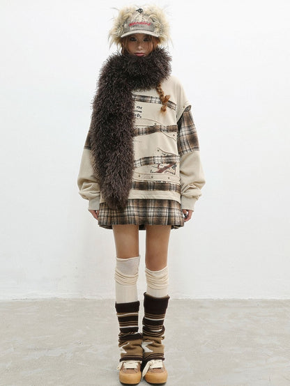 Pattern Plaid Wasteland Sweatshirt Camel Punk -