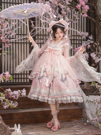 White Chinoiserie Lace Blouse with Wide Bell Sleeves - Dream Magic Box