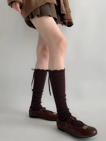 Calf Tie-Up Textured Colors) (4 Knit Socks