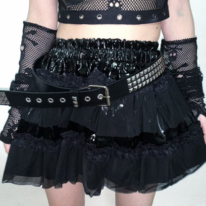 Black/White Stud Detail Gothic Waist Belt