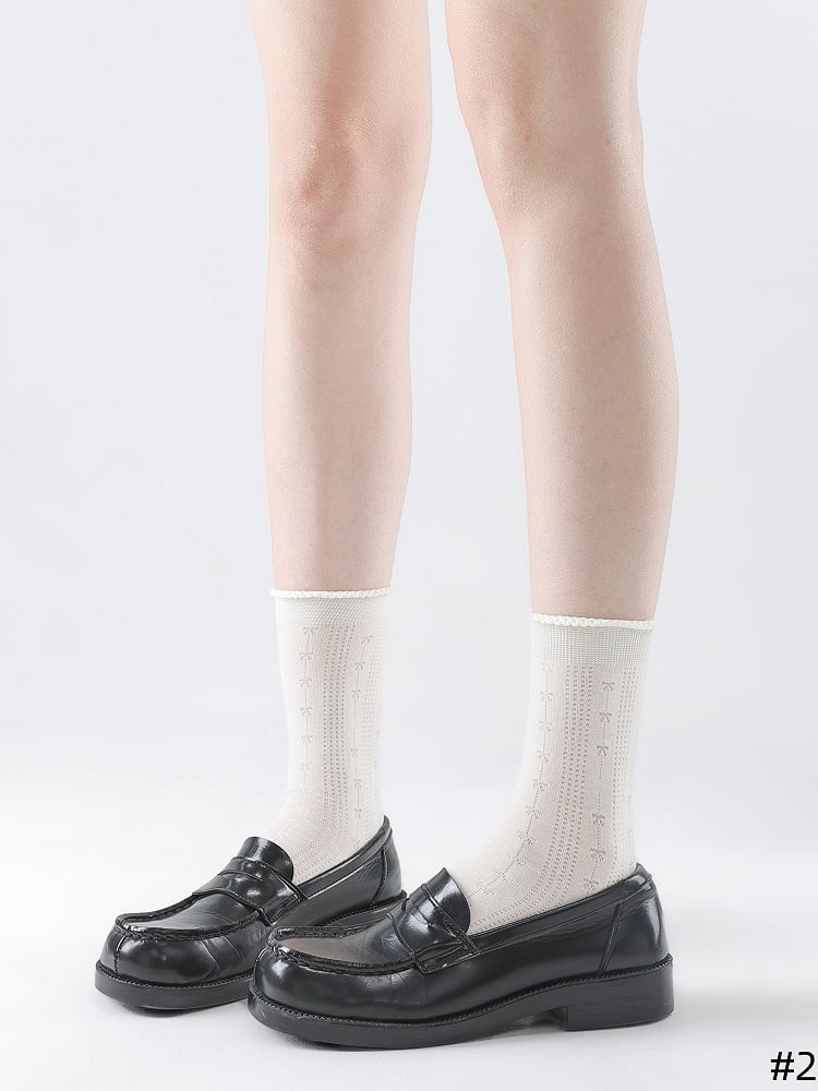 Socks Heart/Bow Options White Patterns 3 with