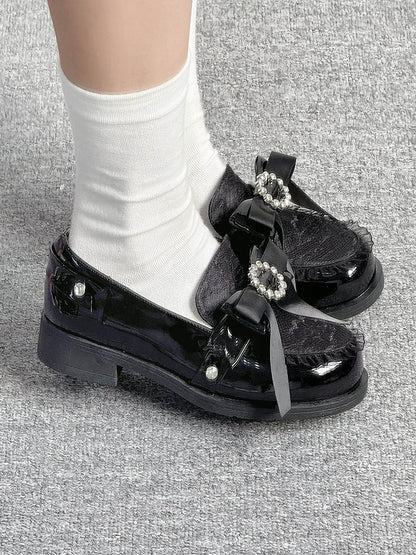 Loafer at Bow Kei Shoes Top Slip-in Fit Black Jirai