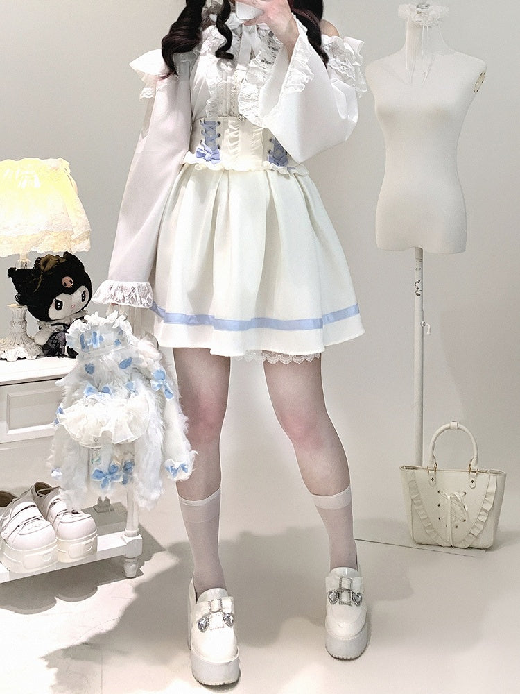 Neckline Illusion Shoulder with Open Blouse Jirai Baggy Kei