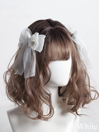 Embellishments Black/Light Lolita Hairclips with Bow Butterfly Tulle Yellow/White