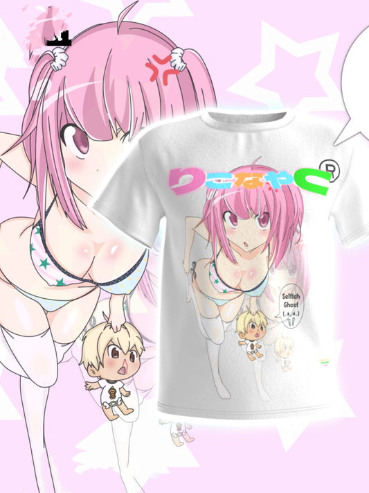 Neck Girl Print Loose White Round T-Shirt Cartoon