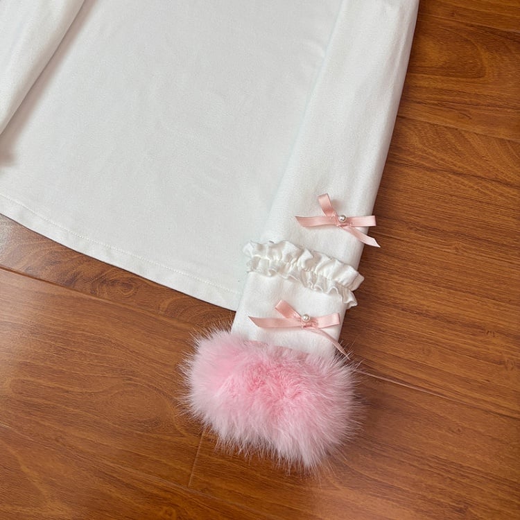 Sleeves Autumn/Winter Cozy White Long Ruffles with Top Lolita