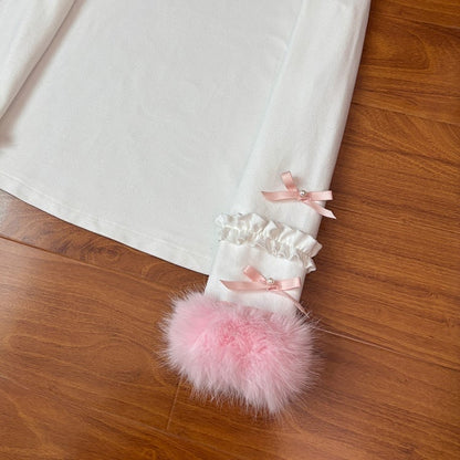 Sleeves Autumn/Winter Cozy White Long Ruffles with Top Lolita