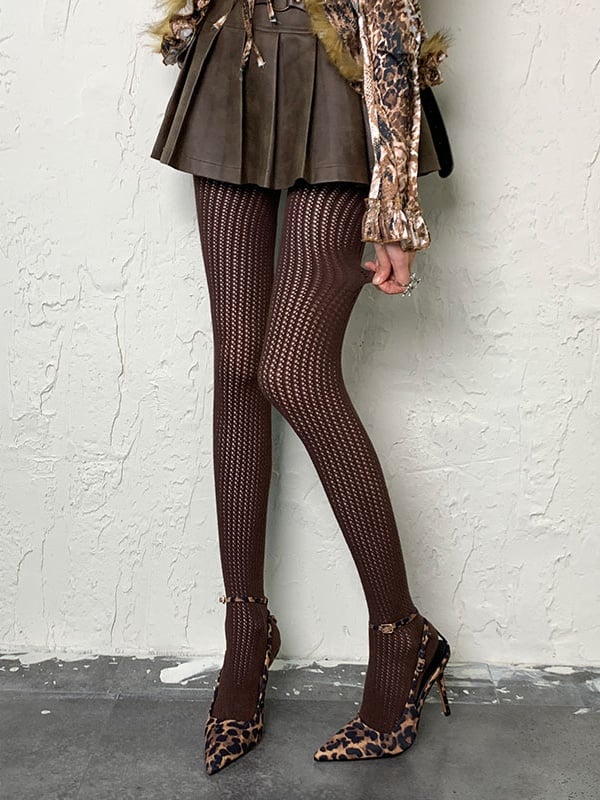 Y2K Coffee Openwork Tights