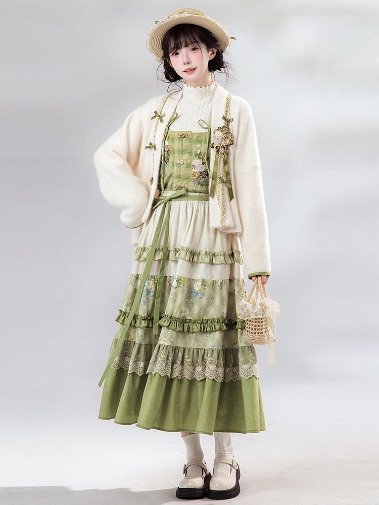 Hanfu Beige Knit Top for Autumn & Winter - Luo Xiu Dong Xiang
