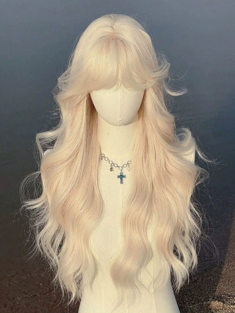 Long Wavy Curly Wig with Bangs - Meow Island Wig