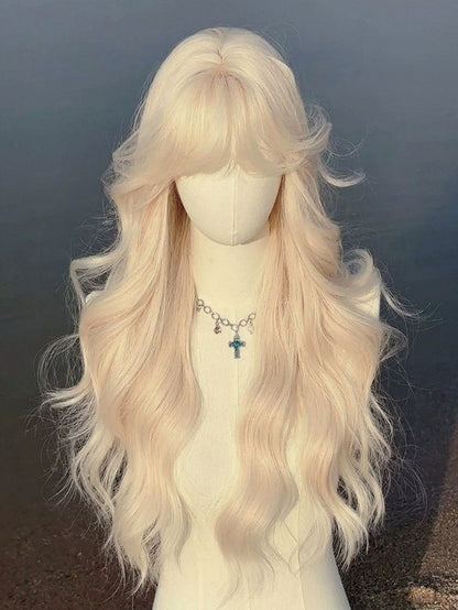 Long Wavy Curly Wig with Bangs - Meow Island Wig