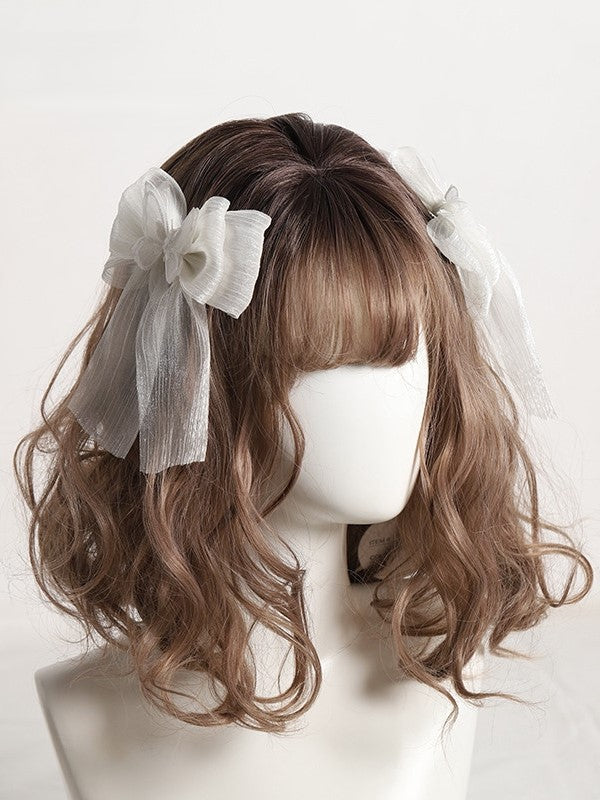 Embellishments Black/Light Lolita Hairclips with Bow Butterfly Tulle Yellow/White