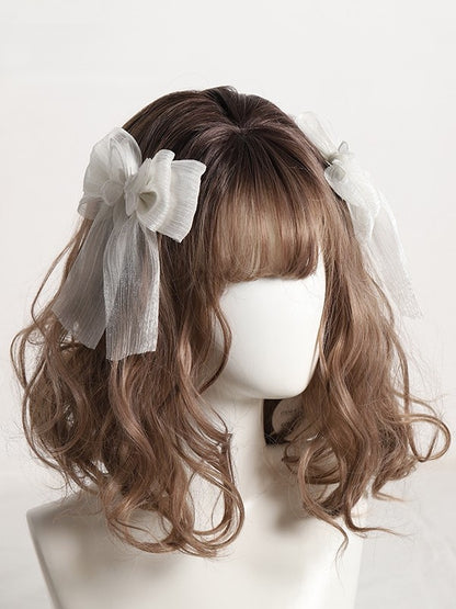 Embellishments Black/Light Lolita Hairclips with Bow Butterfly Tulle Yellow/White