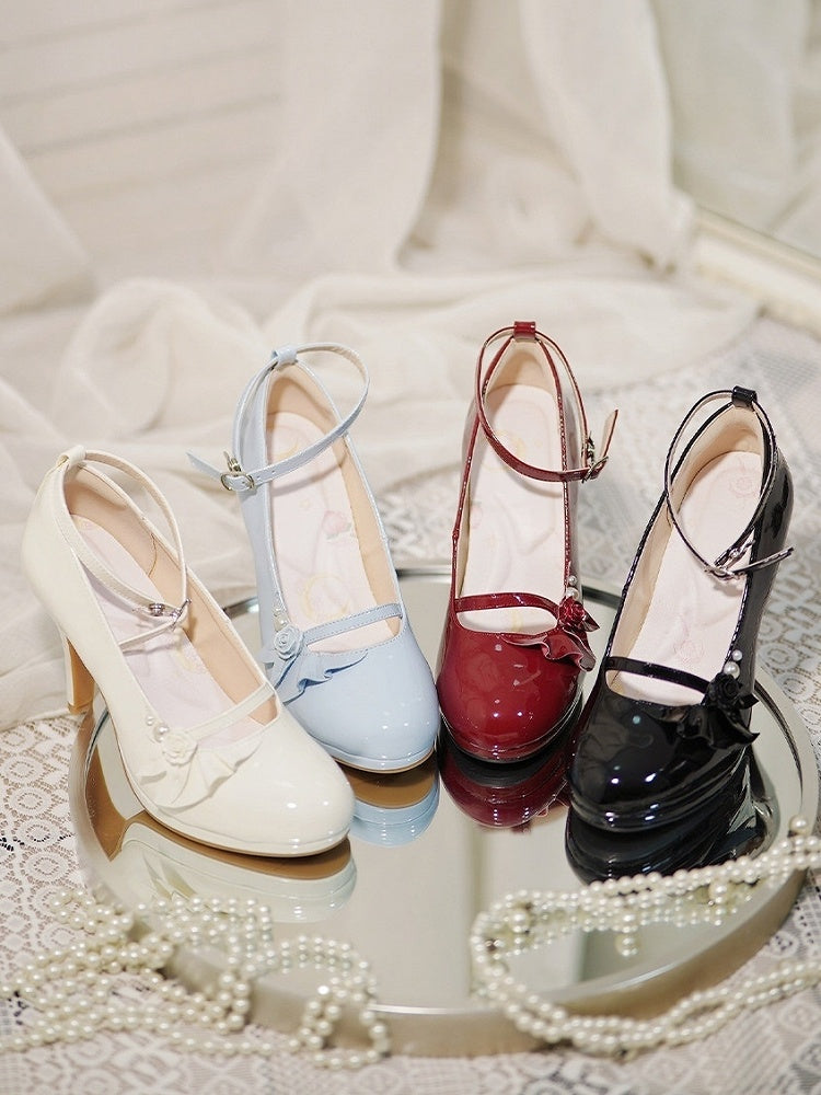 Snap Wine 9cm with Strap Lolita Elegant Shoes Rec High-heel Ankle Heeled
