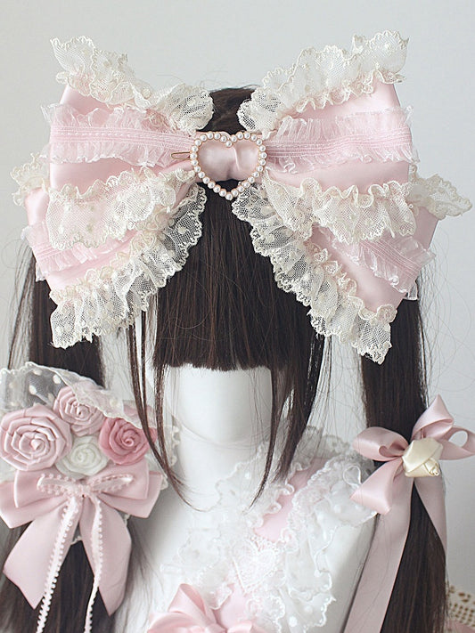 Heart KC Lace Pink White Pearl