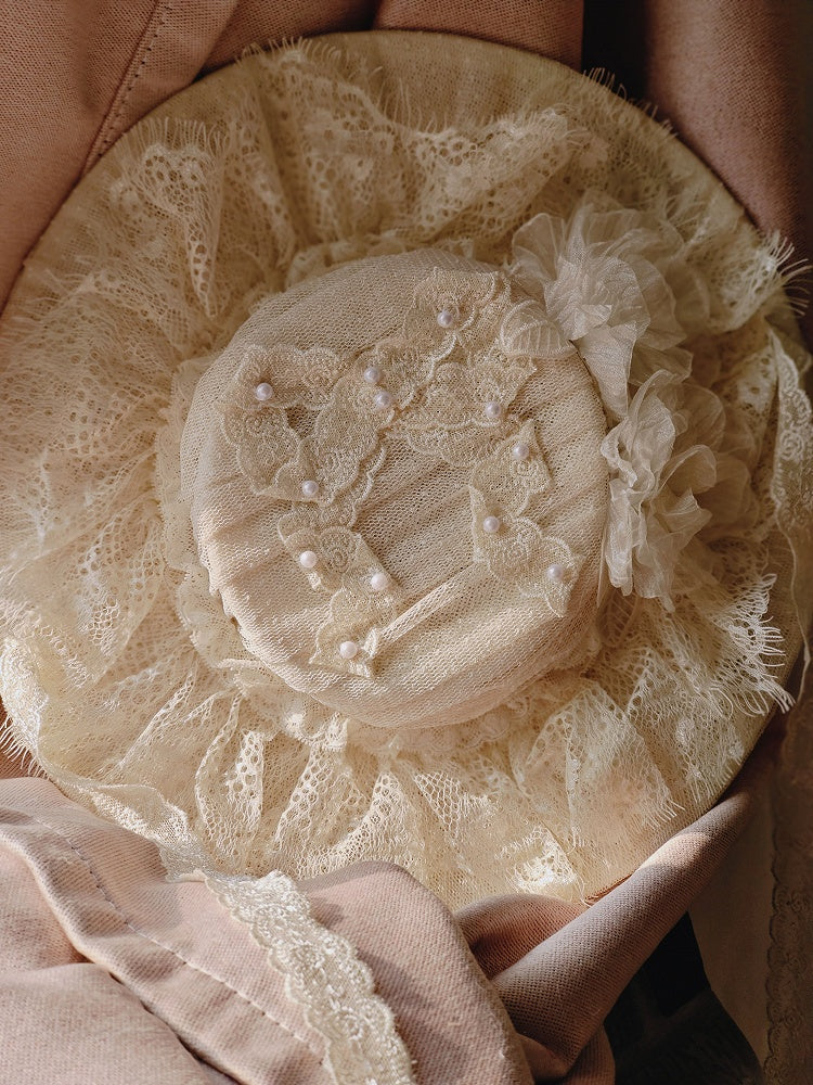 ブラック / ホワイト / アプリコット フラットハット