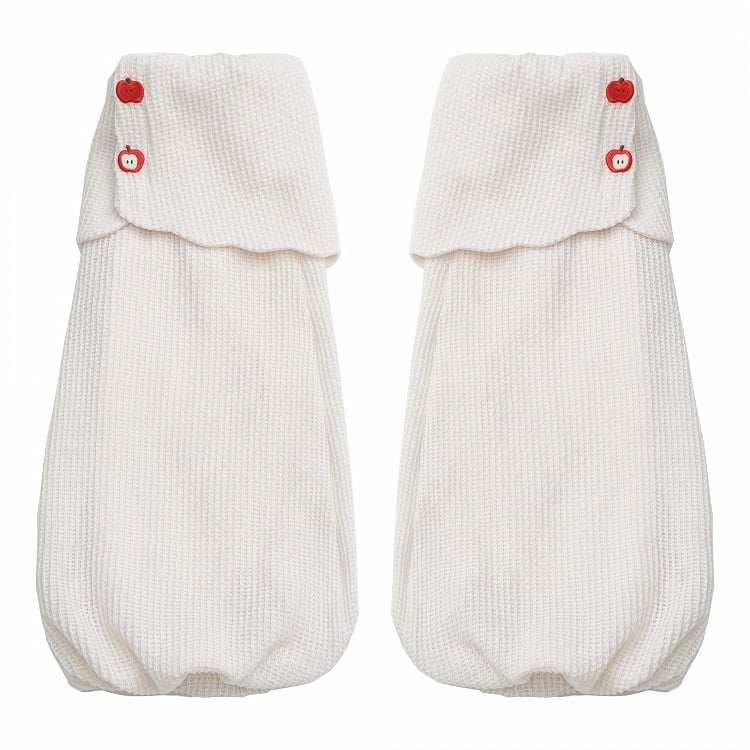 Accents Button Warmers White Adorable Knit Apple with Leg