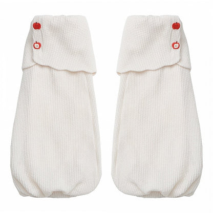 Accents Button Warmers White Adorable Knit Apple with Leg