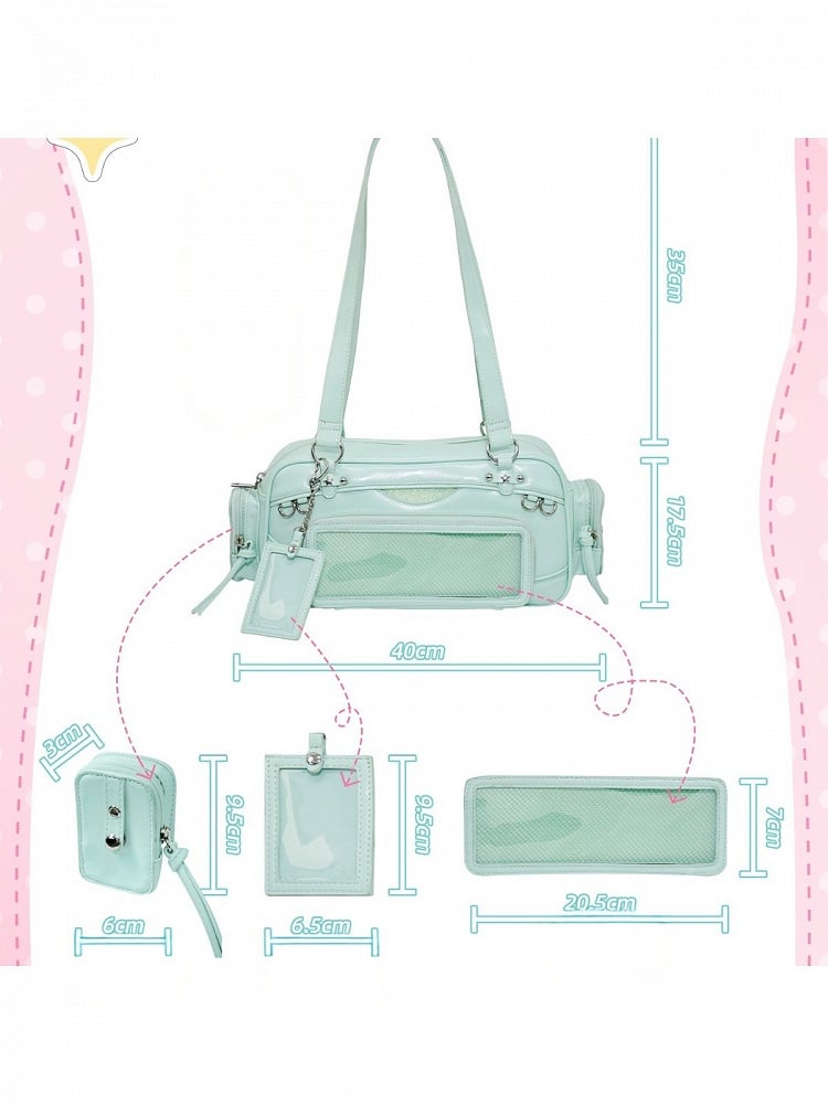 Sparkle Black Shoulder Bag with Transparent Window - DRDR