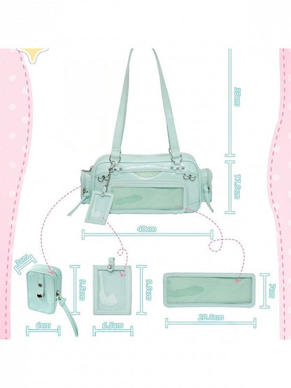 Sparkle Black Shoulder Bag with Transparent Window - DRDR