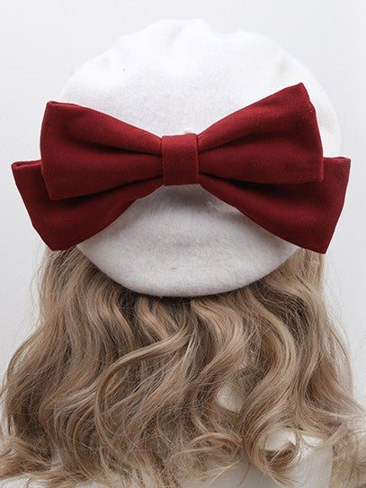Lolita With Detachable White 10 Color Beret Options Bowknot