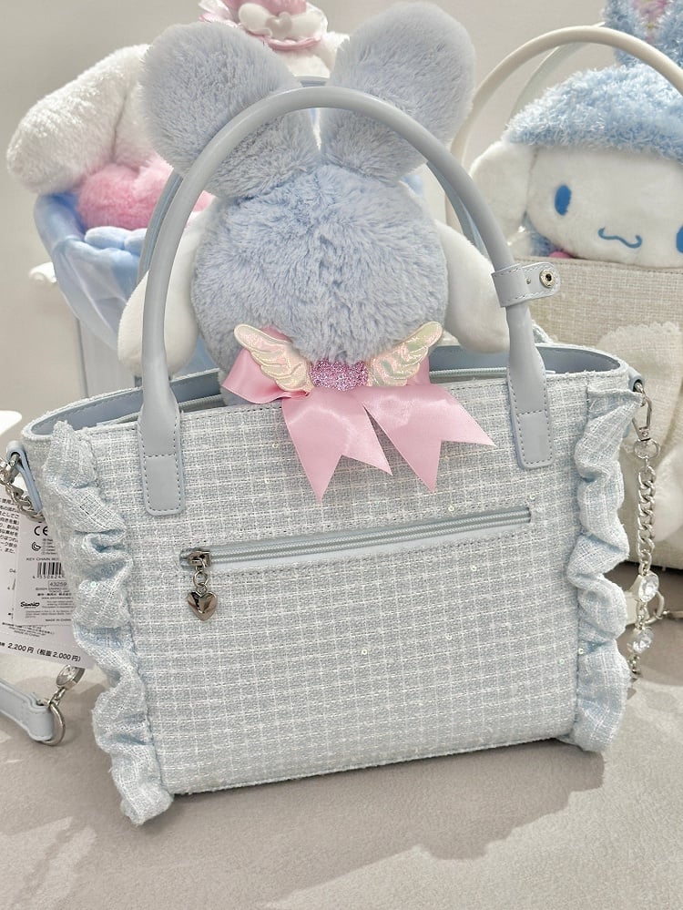 Ear Bow 3 to Wear: Lolita Bunny – Decor Accent Crossbody Ways Bag Plush Blue