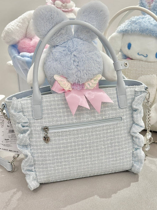 Ear Bow 3 to Wear: Lolita Bunny – Decor Accent Crossbody Ways Bag Plush Blue