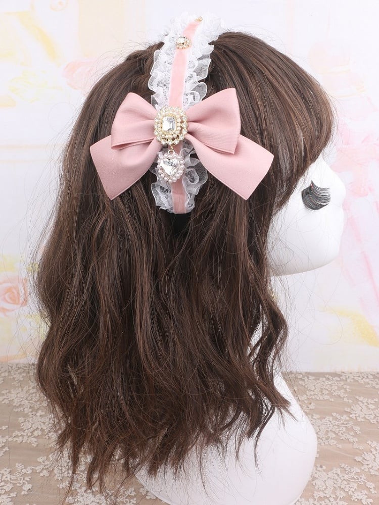 4 options KC Nœud papillon en dentelle Kei Couleur Strass Jirai