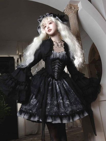 Bell Sleeves Bolero Lolita Layered Black Gothic