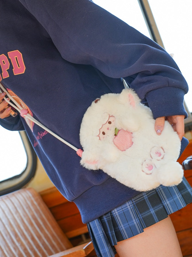 白いかわいい羊の形をしたぬいぐるみのクロスボディバッグ