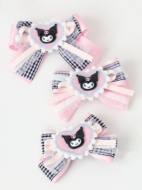 Options Black Sweet-edgy Lolita Heart Hairclip Pink 3 Bowknot