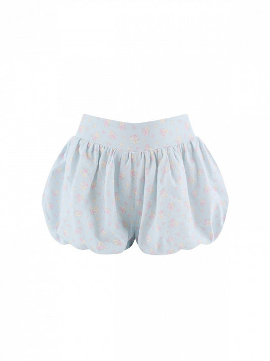 Blue Floral Print Bubble Shorts - serendipity