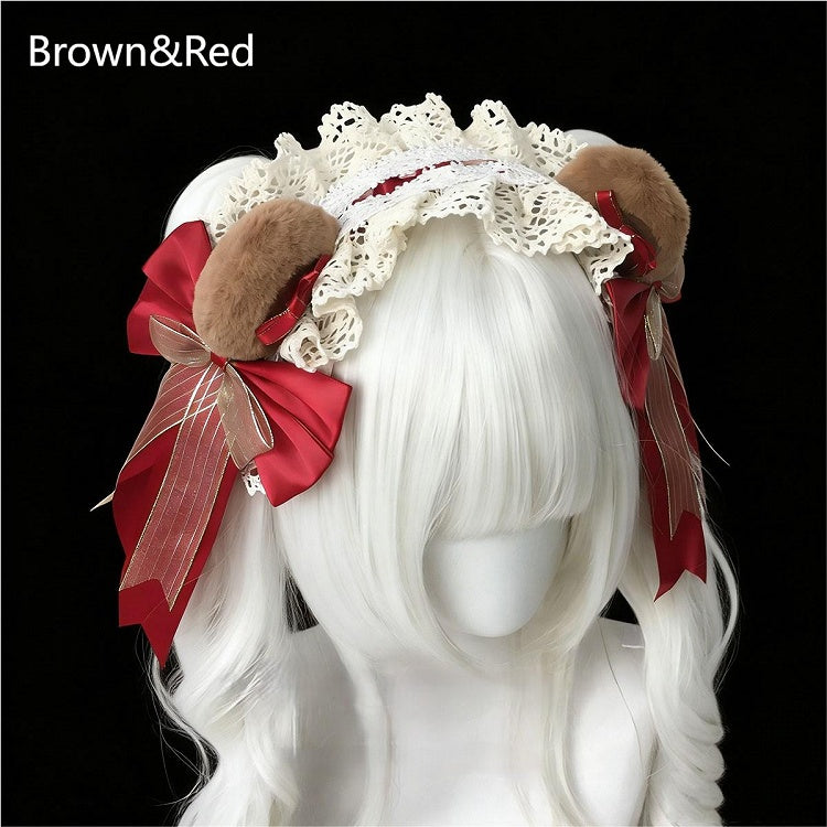 Lace Ear Colors KC with 3 Accent Bow Trim Bear