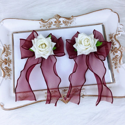 Hair (Set of Rose Bow Clips 2 Sheer