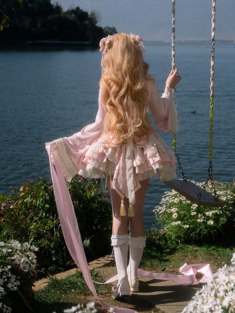 桜ピンク シノワズリ風 コルセットドレス Qi ロリータ JSK セット