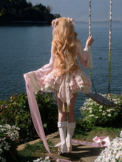 桜ピンク シノワズリ風 コルセットドレス Qi ロリータ JSK セット