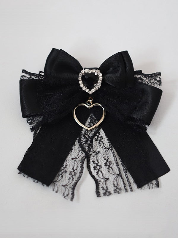 Jirai Kei Heart Options Hairclip Lace Color Rhinestone 2 Bowknot