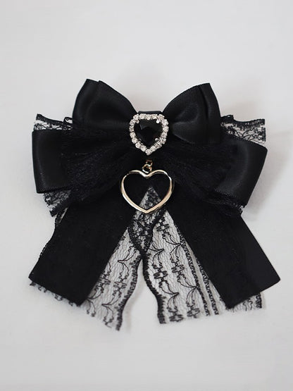 Jirai Kei Heart Options Hairclip Lace Color Rhinestone 2 Bowknot
