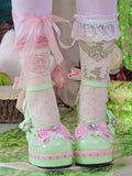 Shoes Heart Decor - High-heel PU Leather Details Bowknot Green
