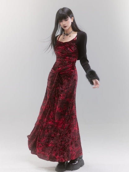 Black Detachable Faux Fur Collar and Cuffs Shawl