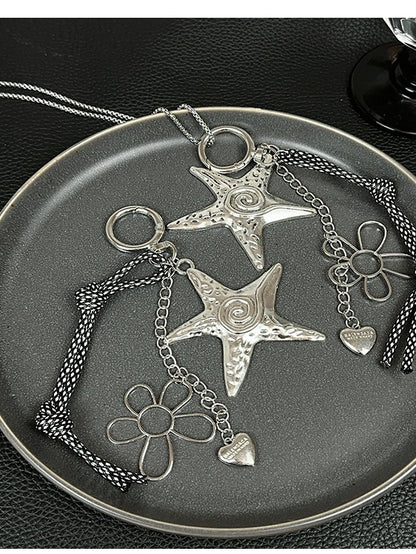 Silver Heart Star Keychain - Kiwi Store
